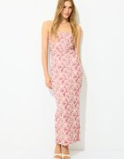 Stradivarius Rochie Midi Cu Bretele Fronseu Și Imprimeu Roz Pastel Xs