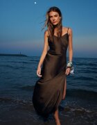 Stradivarius Rochie Midi Cu Efect Satinat Albastru Xl