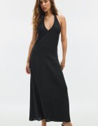 Stradivarius Rochie Midi Cu Textură Halter Negru Xl