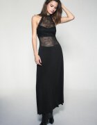 Stradivarius Rochie Midi Halter Cu Dantelă Negru L