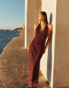 Stradivarius Rochie Midi Halter Cu Spate Gol Purpuriu S