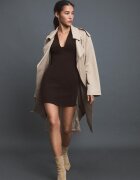 Stradivarius Rochie Scurtă Cambrat Decolteu În V Albastru Xs