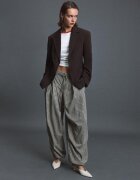 Stradivarius Sacou Ajustat Cu Nasture Maro Xs