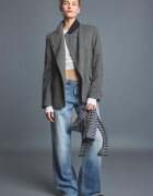 Stradivarius Sacou Asimetric Din Stofă Gri Închis M