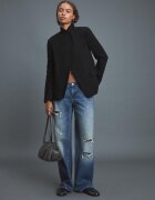 Stradivarius Sacou Asimetric Din Stofă Negru M