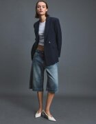 Stradivarius Sacou Cambrat Cu Dungi Bleumarin Xl