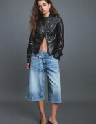 Stradivarius Sacou Cu Nasturi Gravați Imitație De Piele Negru Xs