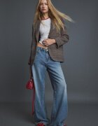 Stradivarius Sacou De Stofă Basic Albastru S