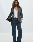 Stradivarius Sacou Regular Pepit Gri Xl
