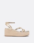 Stradivarius Sandale Cu Platformă Din Iută Și Barete Auriu 36