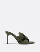Stradivarius Sandale Cu Toc Și Fundă Kaki 35