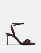 Stradivarius Sandale Cu Toc Stiletto Și Plasă Maro 37