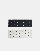 Stradivarius Set 2 Bentițe De Blană Elastice Cu Imprimeu Cu Buline Negru Os