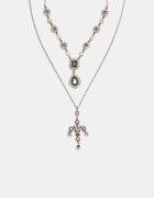 Stradivarius Set 2 Coliere Lariat Cu Cruce Verde Închis Os