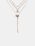 Stradivarius Set 3 Coliere Floare Și Libelulă Auriu Os