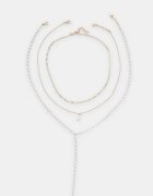 Stradivarius Set 3 Coliere Lariat Perlă Falsă Auriu Os