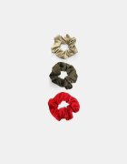 Stradivarius Set 3 Elastice De Păr Cu Efect Satinat Verde Măsliniu Os
