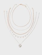 Stradivarius Set 5 Coliere Inimă Auriu Os
