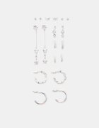 Stradivarius Set 9 Cercei Cu Fluturi Gri Os