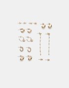 Stradivarius Set 9 Perechi Cercei Inimă Și Creole Auriu Os