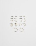 Stradivarius Set 9 Perechi Cercei Mini Picătură Gri Os