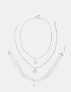 Stradivarius Set De 3 Coliere Cu Lebădă Gri Os