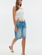 Stradivarius Top Bustieră Cu Franjuri Și Broderie Alb Xs