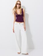 Stradivarius Top Cambrat Cu Bretele Late Purpuriu M