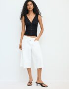 Stradivarius Top Cambrat Cu Încrețituri Negru L