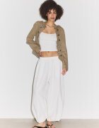 Stradivarius Top Cu Bretele Din Poliamidă Ecru Xs