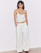 Stradivarius Top Cu Bretele Și Dantelă Ecru Xl