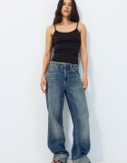 Stradivarius Top Cu Bretele Și Textură Reiată B07 Negru Xl