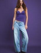 Stradivarius Top Cu Inspirație Corset Purpuriu M