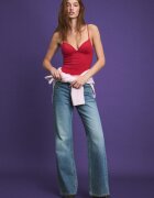 Stradivarius Top Cu Inspirație Corset Roșu Xs