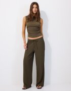 Stradivarius Top Cu Textură Și Pliuri Kaki L