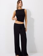 Stradivarius Top Cu Textură Și Pliuri Negru L