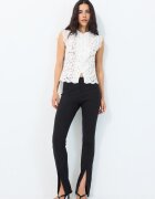 Stradivarius Top Din Dantelă Cu Brandenburg Alb S