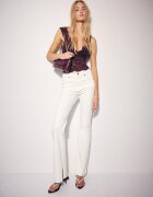 Stradivarius Top Din Dantelă Cu Bretea Lată Purpuriu Xl