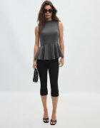 Stradivarius Top Fără Mâneci Cu Peplum Și Guler Înalt Gri Perlat Xs