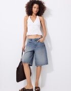 Stradivarius Top Halter Bordat Ecru Xs