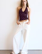 Stradivarius Top Halter Cu Dantelă Mov Xl