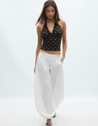 Stradivarius Top Halter Din Dantelă Gri Deschis Xl