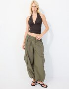 Stradivarius Top Halter Încrețit Cu Legătură La Gât Maro S