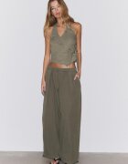 Stradivarius Top Halter Încrucișat Kaki S