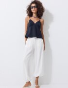 Stradivarius Top Rustic Cu Bretele Bleumarin Închis Xs