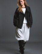 Stradivarius Trenci Cu Guler Înalt Negru S