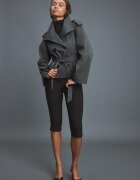 Stradivarius Trenci Cu Guler Înalt Și Cordon Alb M