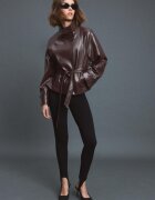 Stradivarius Trenci Guler Înalt Imitație De Piele Albastru Marin Xl