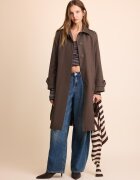 Stradivarius Trenci Lung Cu Un Singur Rând De Nasturi Maro Xs