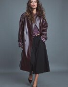 Stradivarius Trenci Lung Din Imitație De Piele Purpuriu S